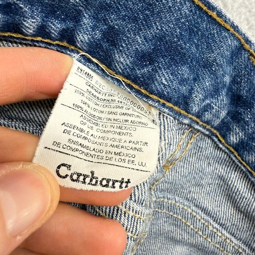 Vintage Carhartt Shorts Fits 38 Blue Denim Baggy Medium Wash Skater y2k 90s - Picture 7 of 8